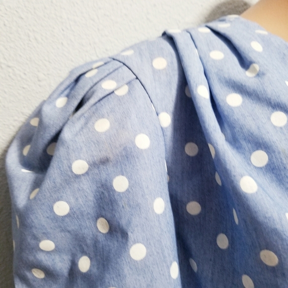 Vintage 80's retro HALLOWEEN polka dot print shirt top blouse 14 - Picture 7 of 11